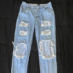 Light Wash Loose Distressed Jeans